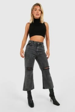 Zerrissene Schlagjeans Mit Hohem Bund -Deutschland Mode Pfiff Verkaufs-Shop gzz29030 black xl 3