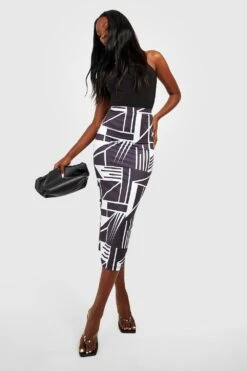 Recycelter Midirock Mit Print -Deutschland Mode Pfiff Verkaufs-Shop gzz29692 black xl 2