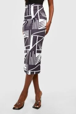 Recycelter Midirock Mit Print -Deutschland Mode Pfiff Verkaufs-Shop gzz29692 black xl 3