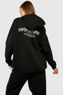Oversize Hoodie Mit Text Back Print -Deutschland Mode Pfiff Verkaufs-Shop gzz29843 black xl 2