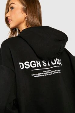Oversize Hoodie Mit Text Back Print -Deutschland Mode Pfiff Verkaufs-Shop gzz29843 black xl 3