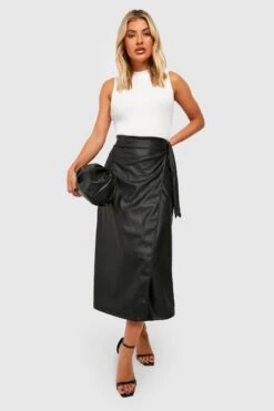 Wickel-Midirock In Lederoptik -Deutschland Mode Pfiff Verkaufs-Shop gzz30858 black xl 2