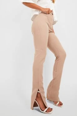 Slim-Fit Hose Mit Hohem Bund Und Geteiltem Saum -Deutschland Mode Pfiff Verkaufs-Shop gzz30862 stone xl 3