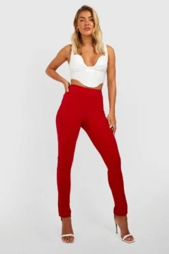 Skinny Hose Mit Naht Vorne Und Seitenschlitz -Deutschland Mode Pfiff Verkaufs-Shop gzz30876 red xl 2