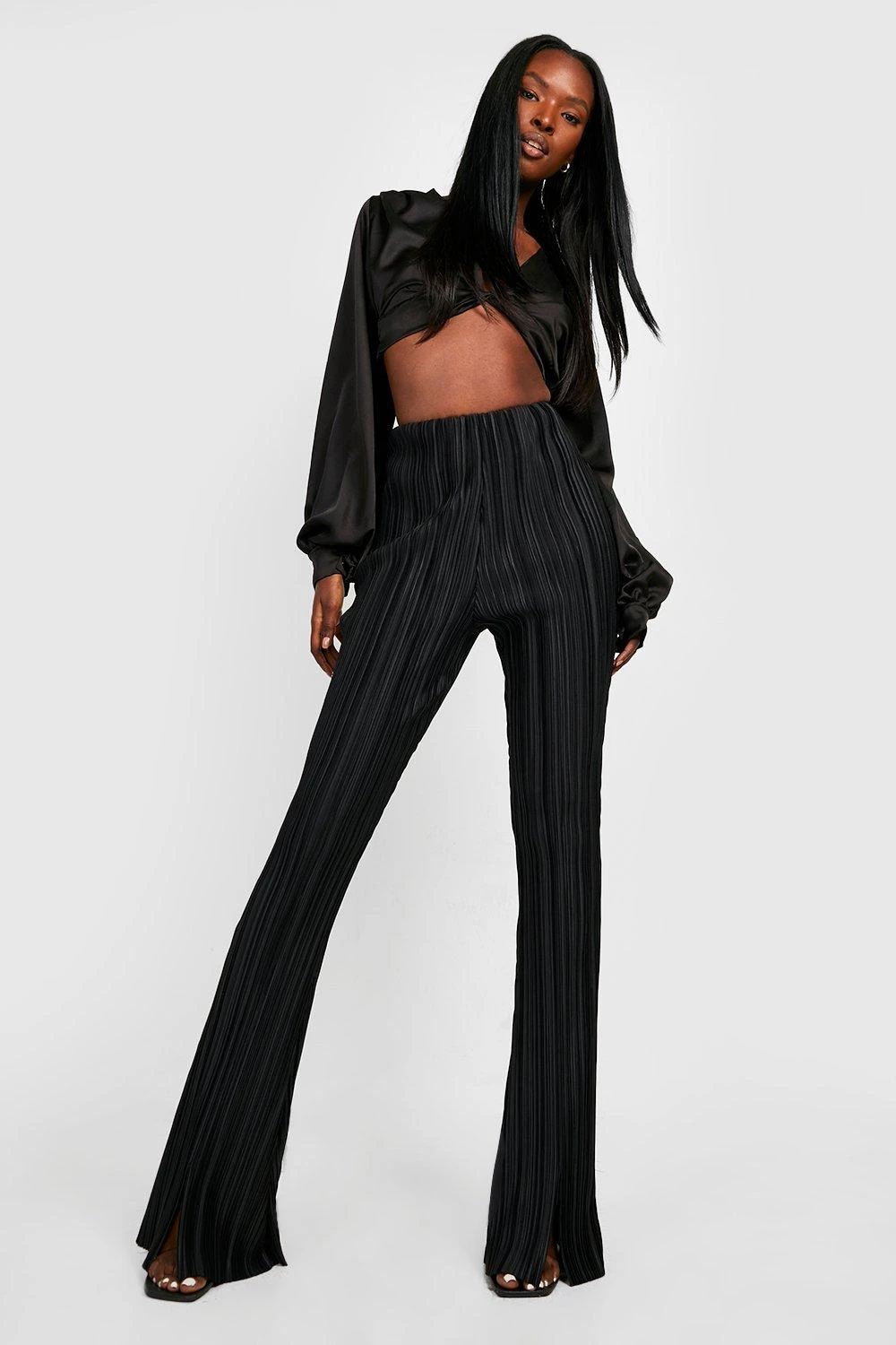 Plissee-Schlaghose Mit Schlitz Vorne 3 Plissee-Schlaghose Mit Schlitz Vorne – Bild 3