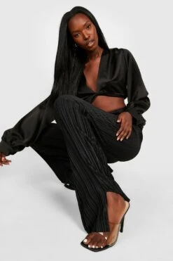 Plissee-Schlaghose Mit Schlitz Vorne 7 Plissee-Schlaghose Mit Schlitz Vorne -Deutschland Mode Pfiff Verkaufs-Shop gzz30882 black xl 3