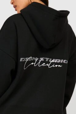 Oversize Hoodie Mit Strass-Slogan -Deutschland Mode Pfiff Verkaufs-Shop gzz31737 black xl 3