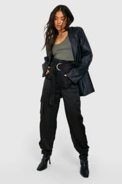 Petite Premium Satin-Cargohose Mit D-Ring