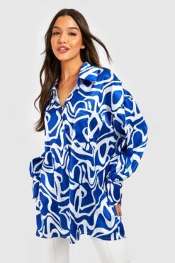 Lockeres Abstraktes Satin-Hemd 6 Lockeres Abstraktes Satin-Hemd -Deutschland Mode Pfiff Verkaufs-Shop gzz32386 cobalt xl 2