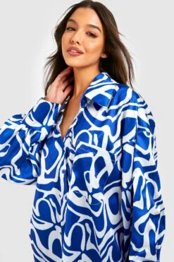 Lockeres Abstraktes Satin-Hemd 7 Lockeres Abstraktes Satin-Hemd -Deutschland Mode Pfiff Verkaufs-Shop gzz32386 cobalt xl 3