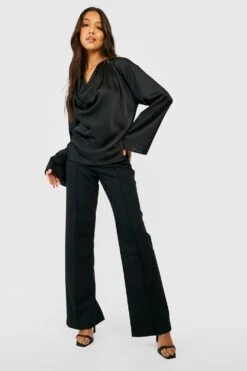 Satin-Bluse Mit Weiten Ärmeln Und Wasserfallausschnitt -Deutschland Mode Pfiff Verkaufs-Shop gzz32397 black xl 2