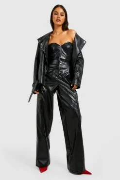 Cargo-Bikerhose In Lederoptik Mit Geradem Bein -Deutschland Mode Pfiff Verkaufs-Shop gzz32543 black xl 2