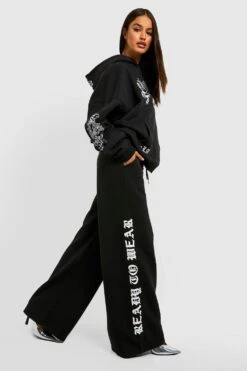 Jogginghose Mit Weitem Bein Und Gothic-Print 7 Jogginghose Mit Weitem Bein Und Gothic-Print -Deutschland Mode Pfiff Verkaufs-Shop gzz32544 black xl 3