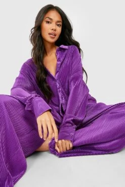 Premium Plissee Schlaghose -Deutschland Mode Pfiff Verkaufs-Shop gzz32557 purple xl 2