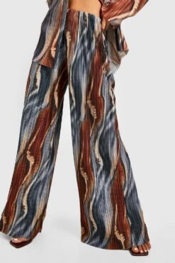 Plissee-Hose Mit Weitem Bein Und Marmor-Print 7 Plissee-Hose Mit Weitem Bein Und Marmor-Print -Deutschland Mode Pfiff Verkaufs-Shop gzz33093 rust xl 3
