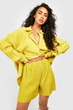 Lockere Plissee Shorts -Deutschland Mode Pfiff Verkaufs-Shop gzz33419 lime xl 2