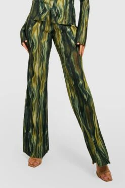 Plissee Schlaghose Mit Abstraktem Print -Deutschland Mode Pfiff Verkaufs-Shop gzz34073 green xl 3