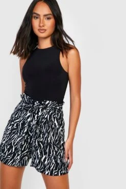 Zebraprint Shorts Mit Hohem Bund