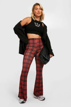 Tartan Schlaghose Mit Hohem Bund
