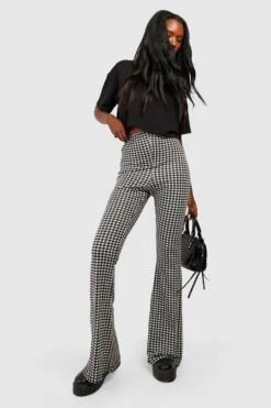 Karierte Hahnentritt-Schlaghose Mit Hohem Bund -Deutschland Mode Pfiff Verkaufs-Shop gzz34390 black xl 2