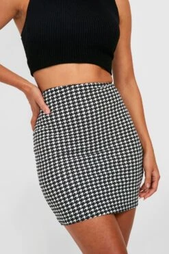 Karierter Minirock Mit Hahnentritt-Print -Deutschland Mode Pfiff Verkaufs-Shop gzz34391 black xl 3