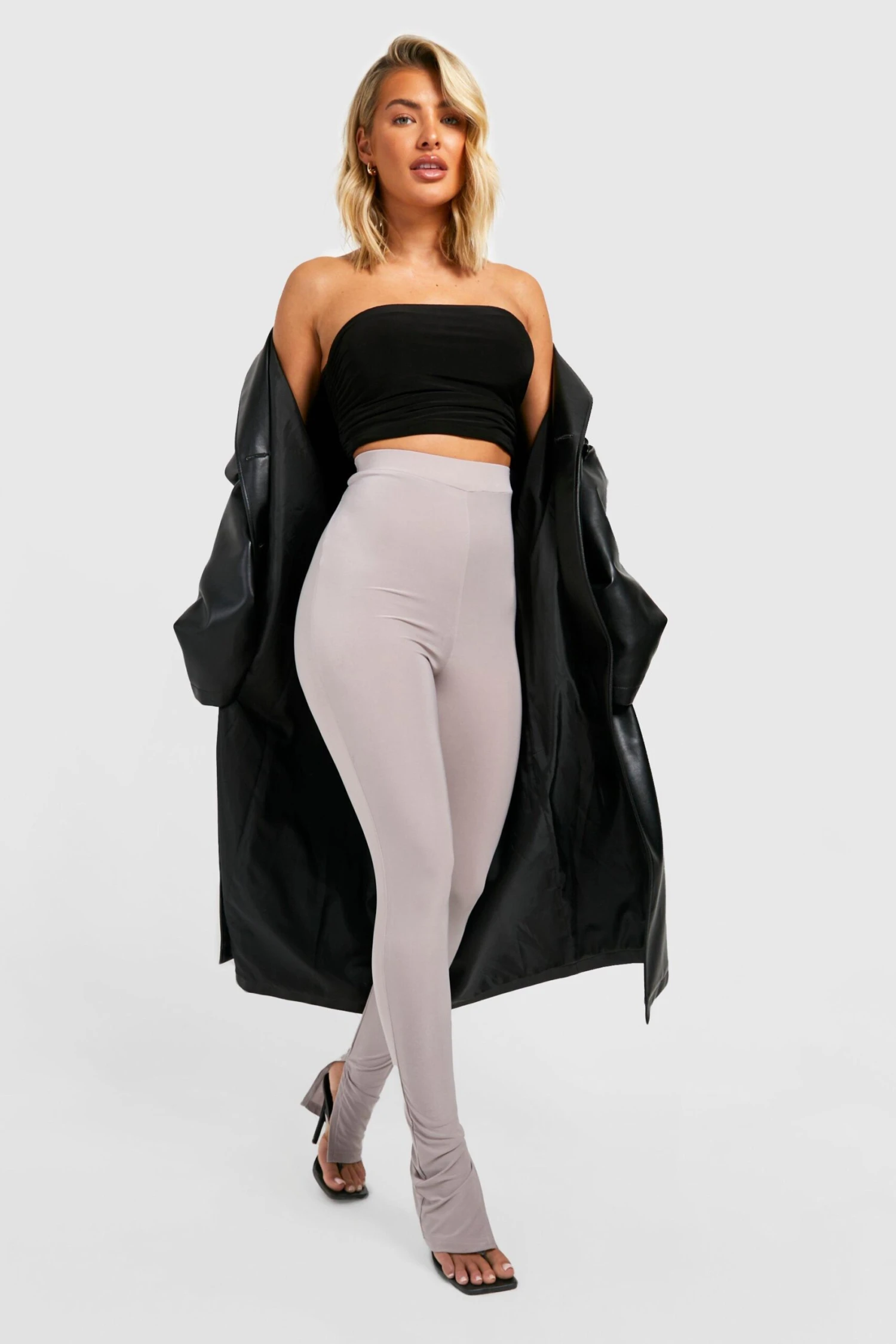 Leggings Mit Hohem Bund Und Geteiltem Saum 1 Leggings Mit Hohem Bund Und Geteiltem Saum
