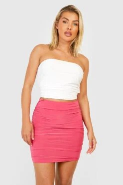 Geraffter Minirock Mit Hohem Bund -Deutschland Mode Pfiff Verkaufs-Shop gzz34422 hot20pink xl 2