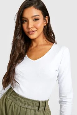 Basic Jersey-Oberteil Mit V-Ausschnitt -Deutschland Mode Pfiff Verkaufs-Shop gzz34863 white xl 2