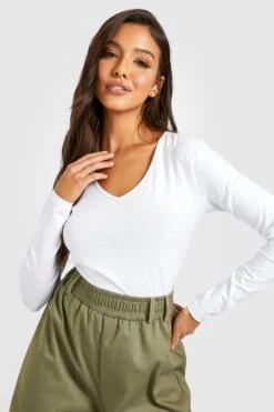 Basic Jersey-Oberteil Mit V-Ausschnitt -Deutschland Mode Pfiff Verkaufs-Shop gzz34863 white xl 3