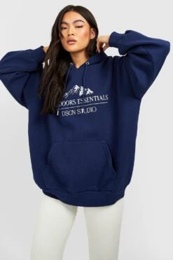 Oversize Hoodie Mit Outdoors Essentials Stickerei 6 Oversize Hoodie Mit Outdoors Essentials Stickerei -Deutschland Mode Pfiff Verkaufs-Shop gzz35122 navy xl 2