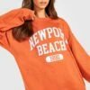 Oversize Sweatshirt Mit Newport Beach Print