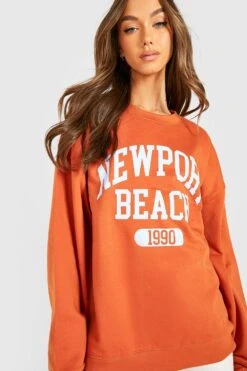 Oversize Sweatshirt Mit Newport Beach Print -Deutschland Mode Pfiff Verkaufs-Shop gzz35718 rust xl 3