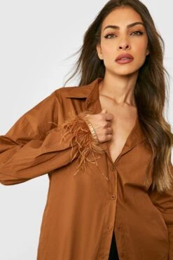 Oversize Hemd Mit Feder-Bündchen 7 Oversize Hemd Mit Feder-Bündchen -Deutschland Mode Pfiff Verkaufs-Shop gzz35844 chocolate xl 3