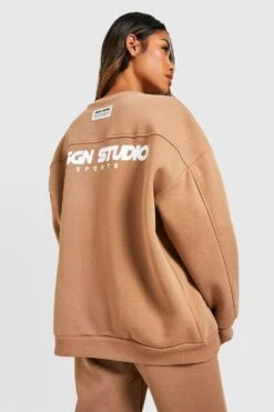 Oversize Sweatshirt Mit Dsgn Studio Slogan -Deutschland Mode Pfiff Verkaufs-Shop gzz36098 taupe xl 3