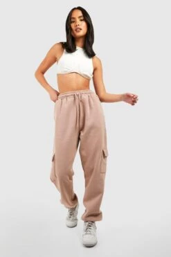 Cargo-Jogginghose Mit Druckknopf-Detail -Deutschland Mode Pfiff Verkaufs-Shop gzz36267 taupe xl 2