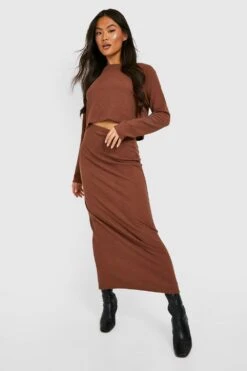 Gerippter Midirock Mit Schlitz 6 Gerippter Midirock Mit Schlitz -Deutschland Mode Pfiff Verkaufs-Shop gzz36403 chocolate xl 2