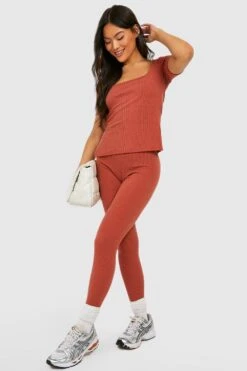 Gerippte Leggings -Deutschland Mode Pfiff Verkaufs-Shop gzz36409 rust xl 2