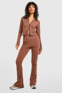 Gerippte Skinny-Schlaghose -Deutschland Mode Pfiff Verkaufs-Shop gzz36411 chocolate xl 2