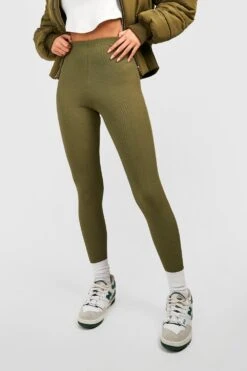 Gerippte Basic Khaki Leggings Mit Mittelhohem Bund 7 Gerippte Basic Khaki Leggings Mit Mittelhohem Bund -Deutschland Mode Pfiff Verkaufs-Shop gzz36647 khaki xl 3