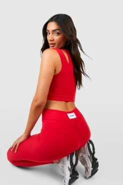 Laser Cut Active Leggings Mit Hohem Bund -Deutschland Mode Pfiff Verkaufs-Shop gzz36751 red xl 2