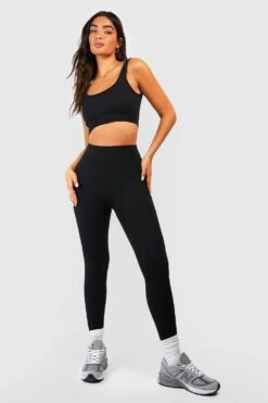 Nahtloses Geripptes Rundhals Crop Top -Deutschland Mode Pfiff Verkaufs-Shop gzz36757 black xl 2