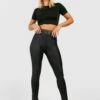 Wet-Look Leggings Mit Hohem Bund Und Geteiltem Saum