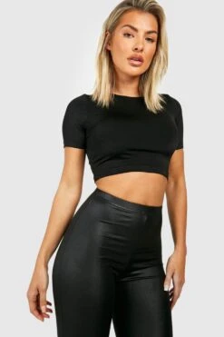 Wet-Look Leggings Mit Hohem Bund Und Geteiltem Saum -Deutschland Mode Pfiff Verkaufs-Shop gzz36928 black xl 3