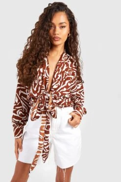 Animalprint Kimono Mit Fledermaus-Ärmeln Und Schnür-Detail 6 Animalprint Kimono Mit Fledermaus-Ärmeln Und Schnür-Detail -Deutschland Mode Pfiff Verkaufs-Shop gzz37369 brown xl 2