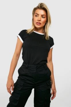 Ringer T-Shirt -Deutschland Mode Pfiff Verkaufs-Shop gzz37412 black white xl 3