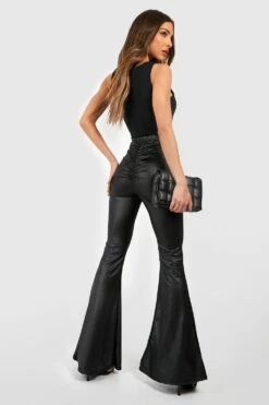 Geraffte Schlaghose Im Wet-Look Mit Hohem Bund 6 Geraffte Schlaghose Im Wet-Look Mit Hohem Bund -Deutschland Mode Pfiff Verkaufs-Shop gzz37434 black xl 2