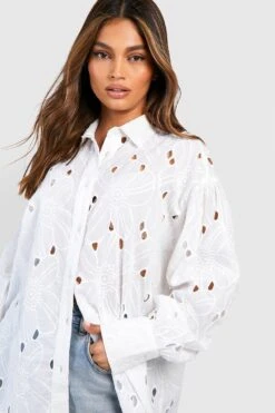 Oversize Hemd Mit Blumen-Stickerei -Deutschland Mode Pfiff Verkaufs-Shop gzz37558 white xl 3