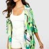 Wickel-Kimono Mit Abstraktem Print & Tuch
