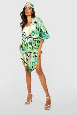 Wickel-Kimono Mit Abstraktem Print & Tuch -Deutschland Mode Pfiff Verkaufs-Shop gzz37559 green xl 2