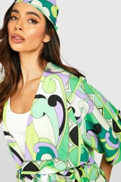 Wickel-Kimono Mit Abstraktem Print & Tuch -Deutschland Mode Pfiff Verkaufs-Shop gzz37559 green xl 3